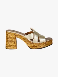 Feeling Ciabatte donna con tacco e plateau - platino