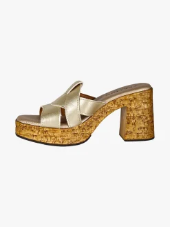 Feeling Ciabatte donna con tacco e plateau - platino