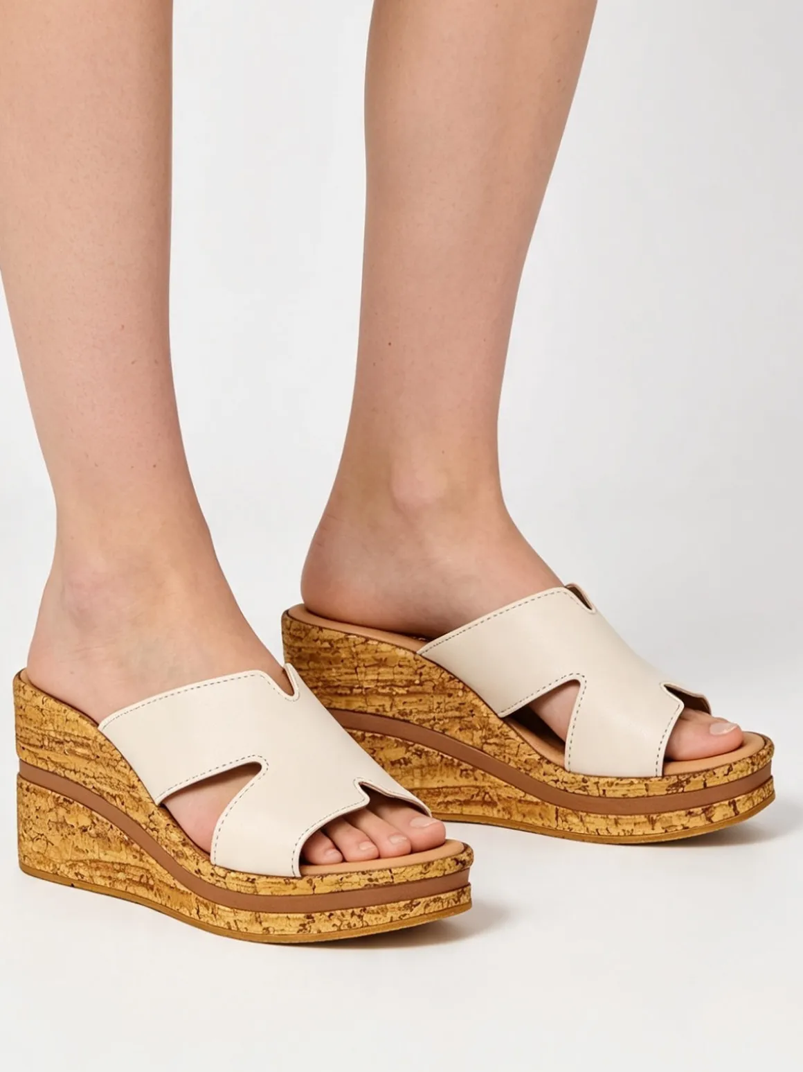 Feeling Ciabatte donna con zeppa e plateau - beige