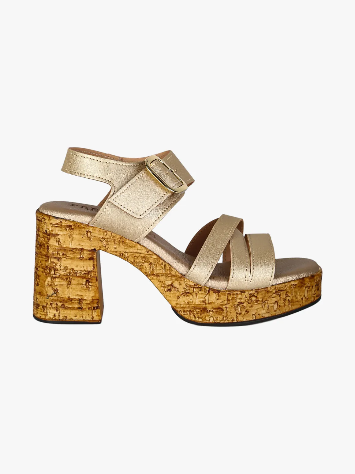 Feeling Sandali donna con fibbia tacco largo e plateau - platino