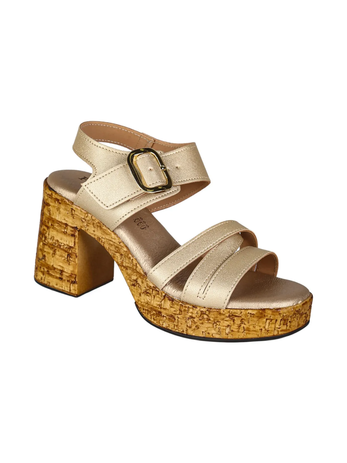 Feeling Sandali donna con fibbia tacco largo e plateau - platino