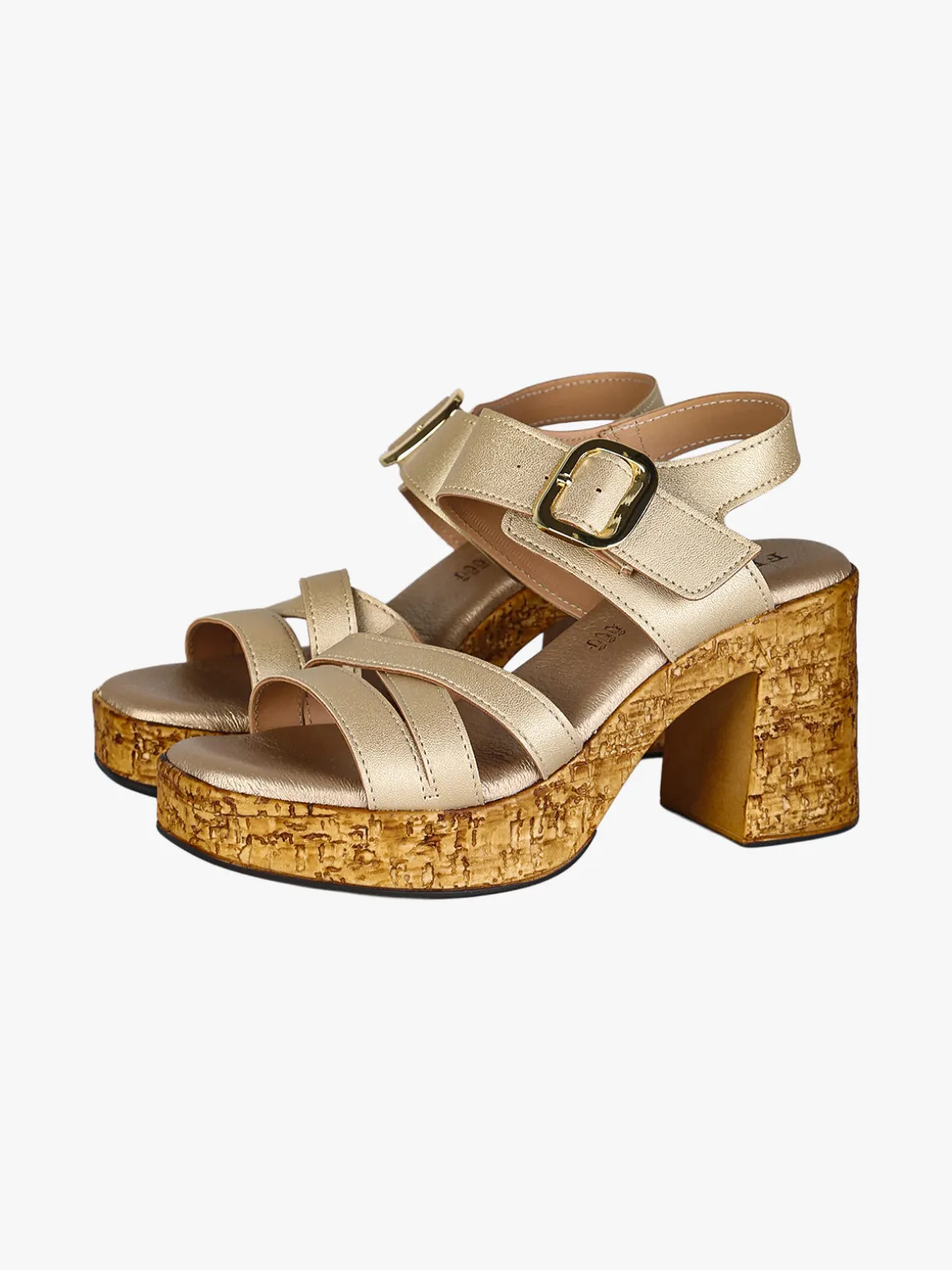 Feeling Sandali donna con fibbia tacco largo e plateau - platino
