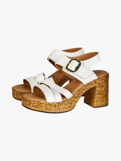 Feeling Sandali donna con fibbia tacco largo e plateau - bianco