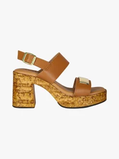 Feeling Sandali donna con tacco largo e plateau - cuoio