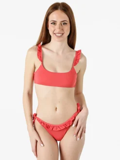 Fendian Bikini donna con fascia imbottita e slip con laccetti - corallo