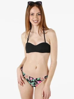 Fendian Bikini donna con reggiseno imbottito a fascia e slip fiorati - nero