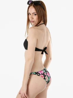 Fendian Bikini donna con reggiseno imbottito a fascia e slip fiorati - nero