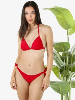 Fendian Bikini donna con reggiseno imbottito a triangolo e slip con laccetti - rosso