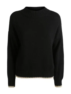 Fh Maglione donna in misto lana con dettaglio lurex - nero