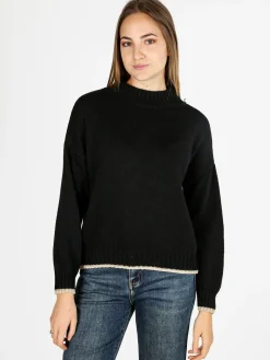 Fh Maglione donna in misto lana con dettaglio lurex - nero