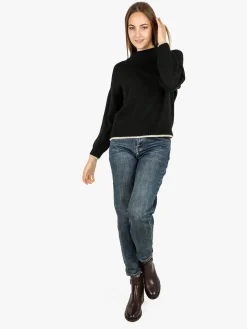 Fh Maglione donna in misto lana con dettaglio lurex - nero
