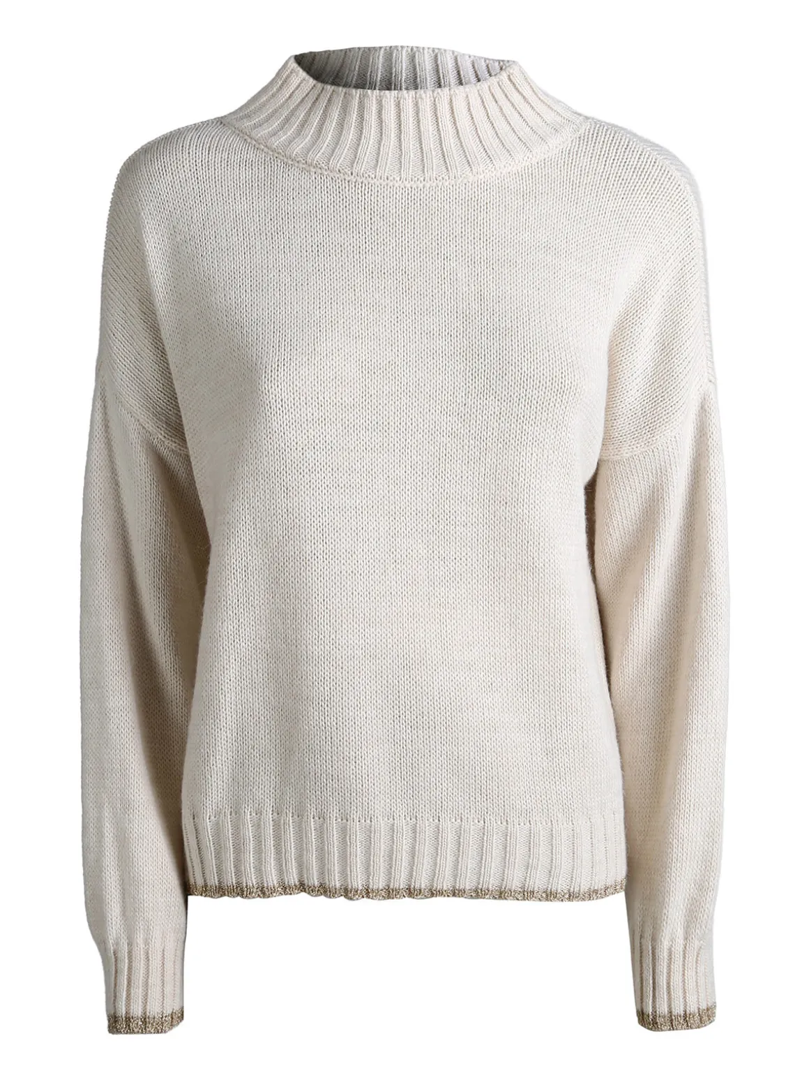 Fh Maglione donna in misto lana con dettaglio lurex - panna