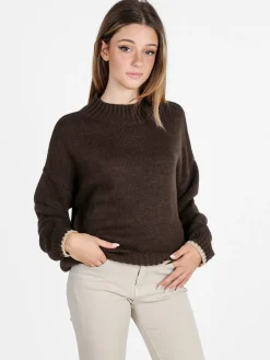 Firenze Maglione donna con dettagli lurex - moro