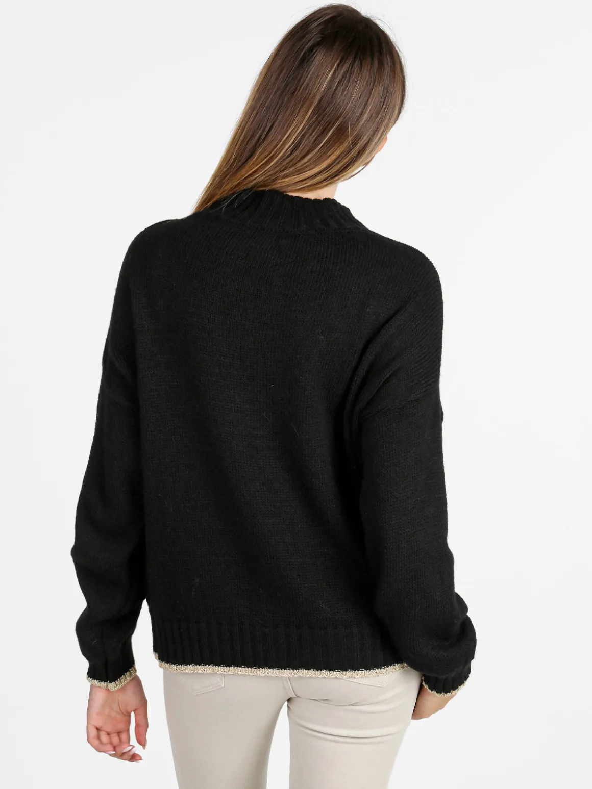Firenze Maglione donna con dettagli lurex - nero