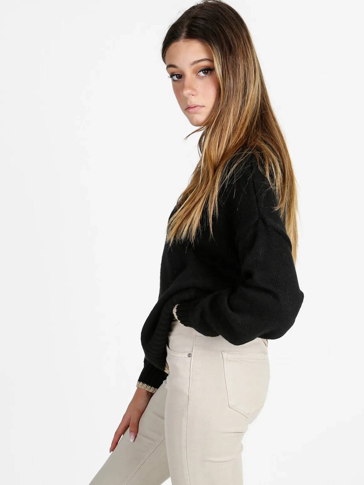 Firenze Maglione donna con dettagli lurex - nero