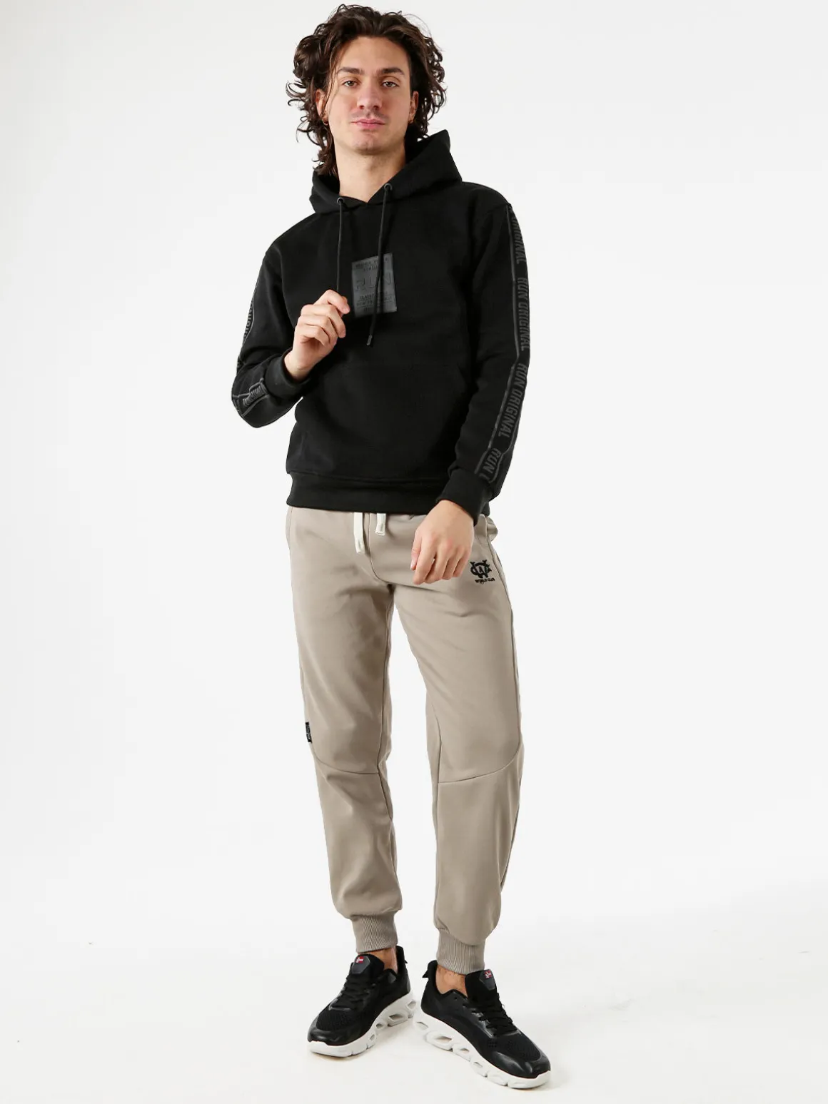 Flex Style Felpa da uomo con cappuccio - nero