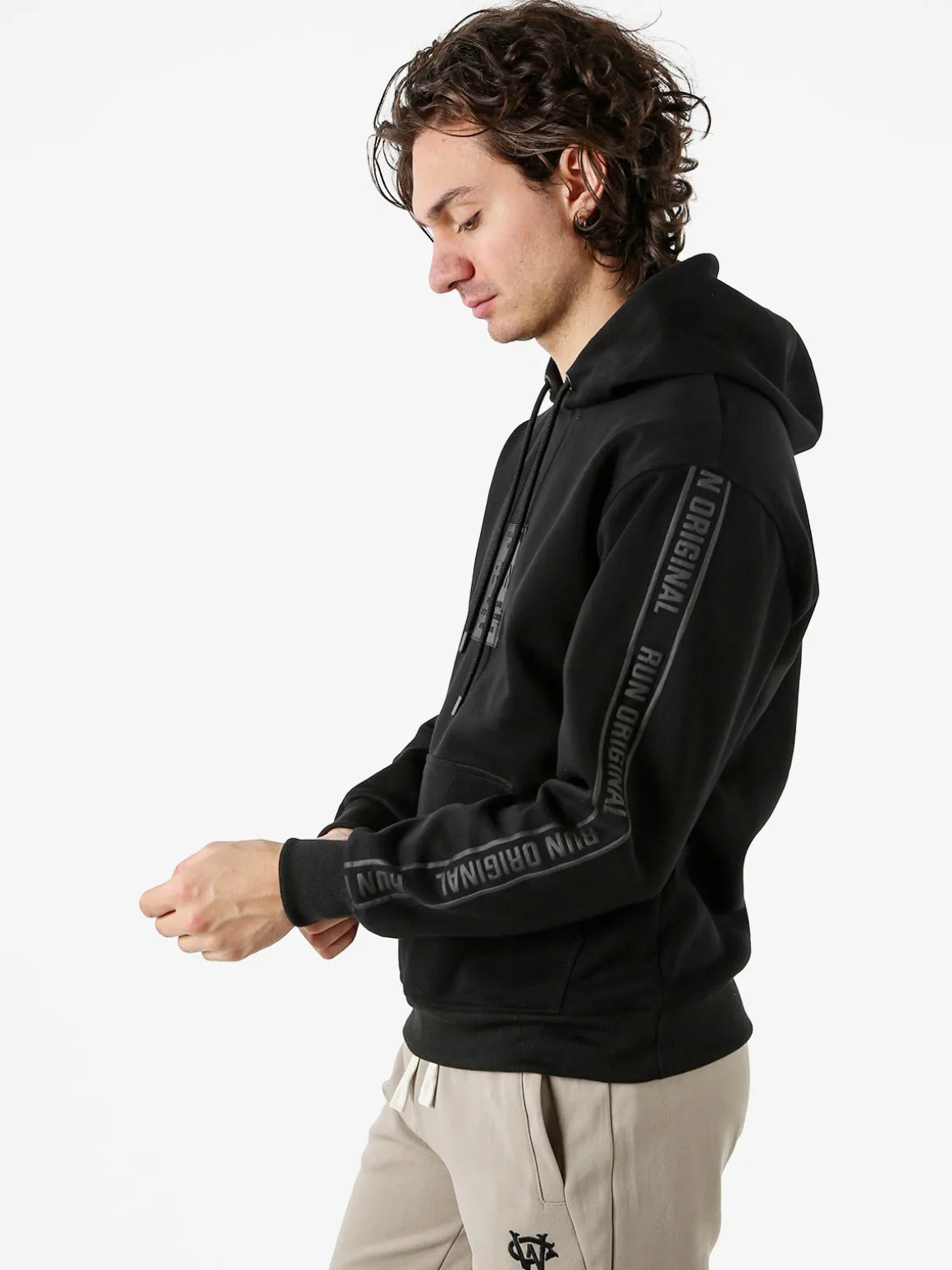 Flex Style Felpa da uomo con cappuccio - nero