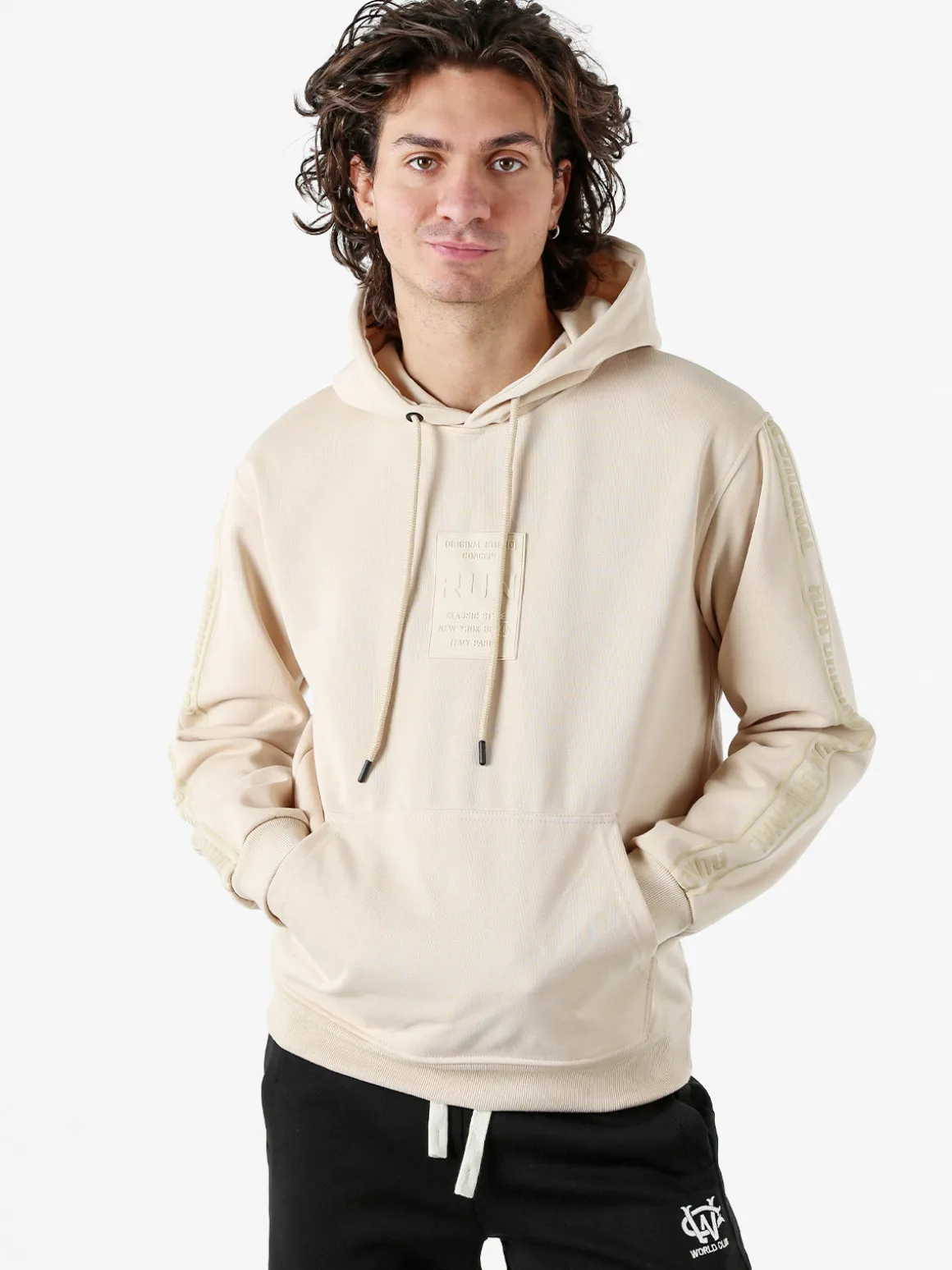 Flex Style Felpa da uomo con cappuccio - beige