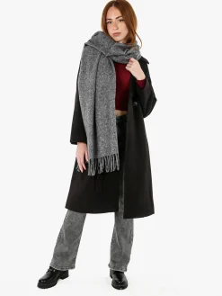 Flight Finery Cappotto lungo da donna a doppiopetto misto lana - nero