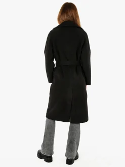 Flight Finery Cappotto lungo da donna a doppiopetto misto lana - nero
