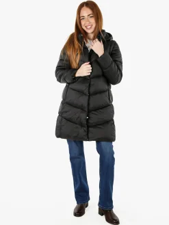 Flight Finery Giubbotto lungo da donna con cappuccio e zip - blu