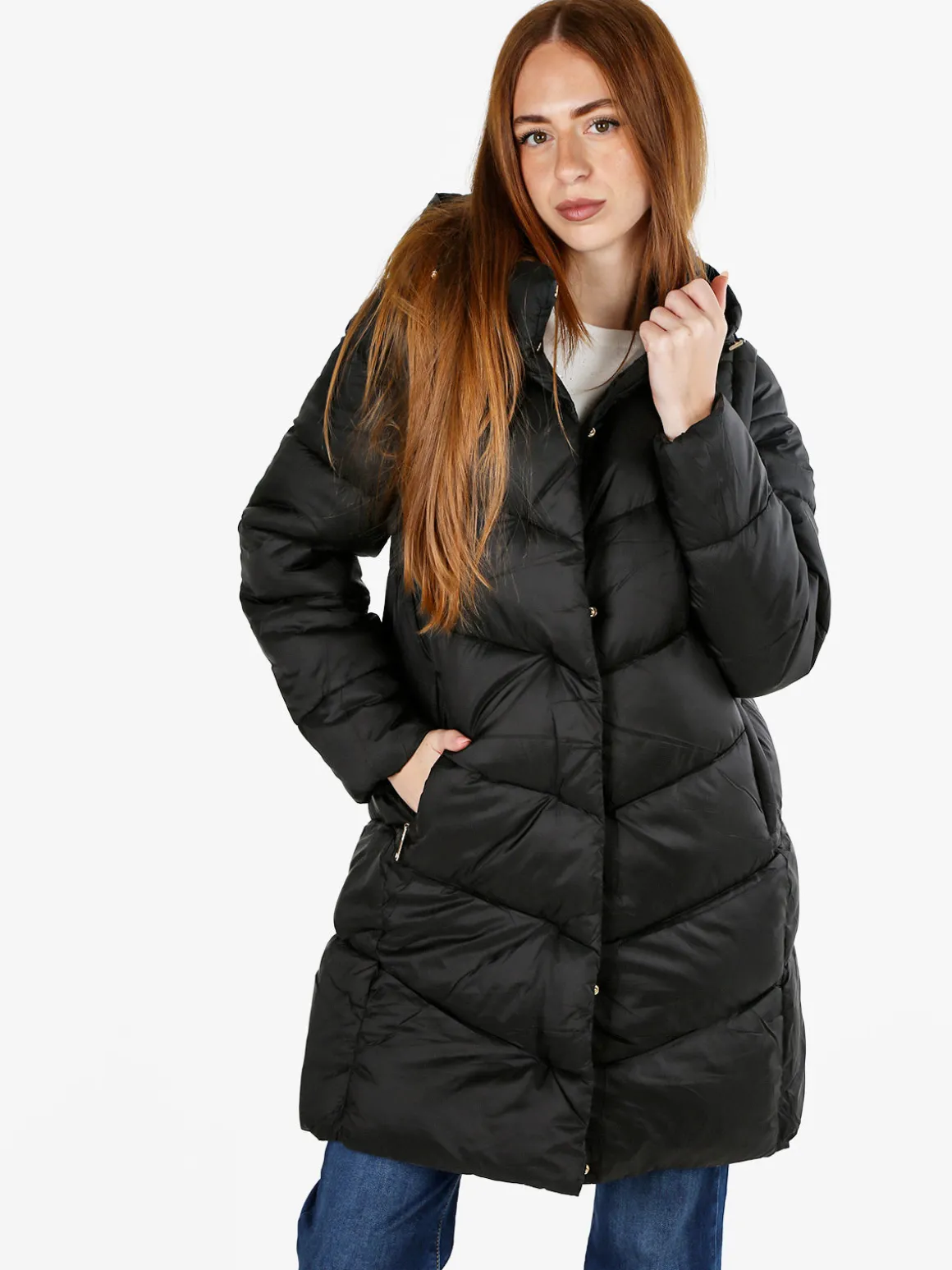 Flight Finery Giubbotto lungo da donna con cappuccio e zip - blu