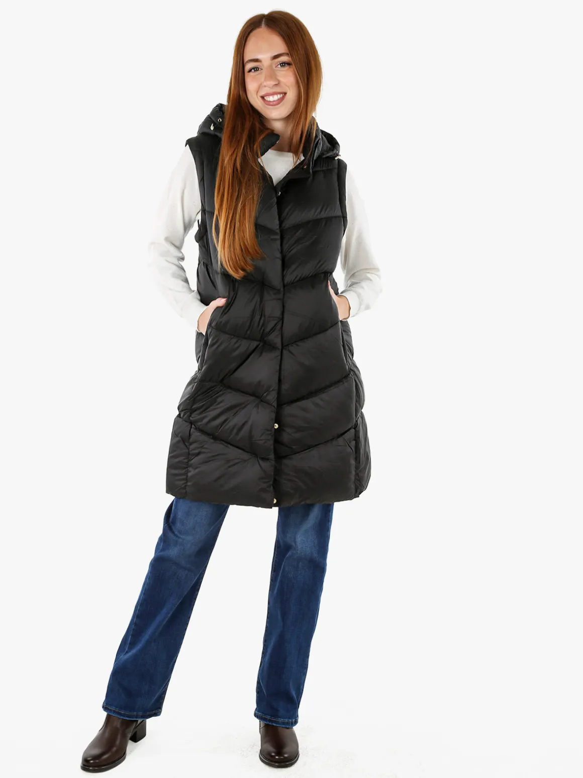 Flight Finery Giubbotto lungo da donna con cappuccio e zip - blu