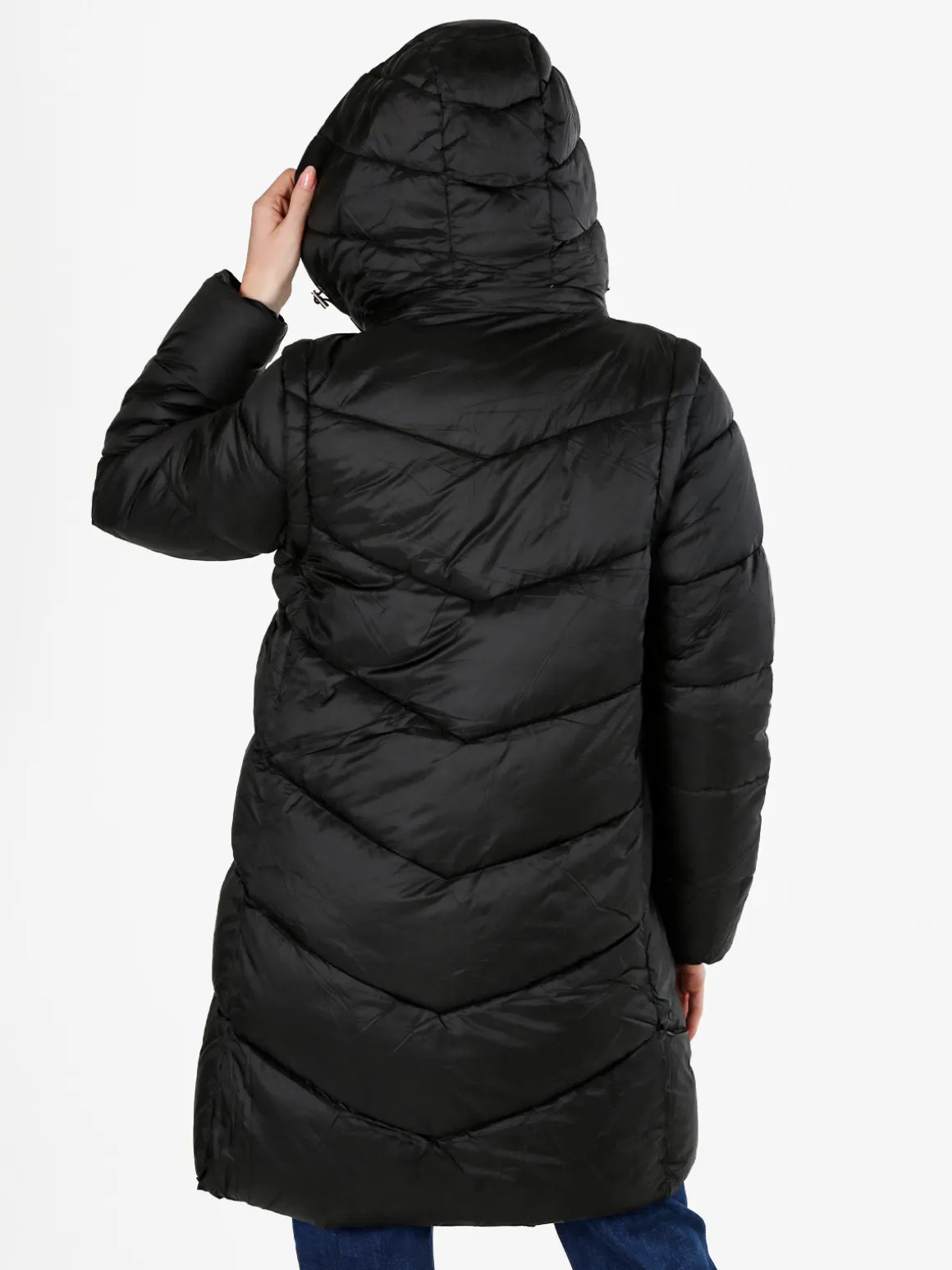 Flight Finery Giubbotto lungo da donna con cappuccio e zip - blu