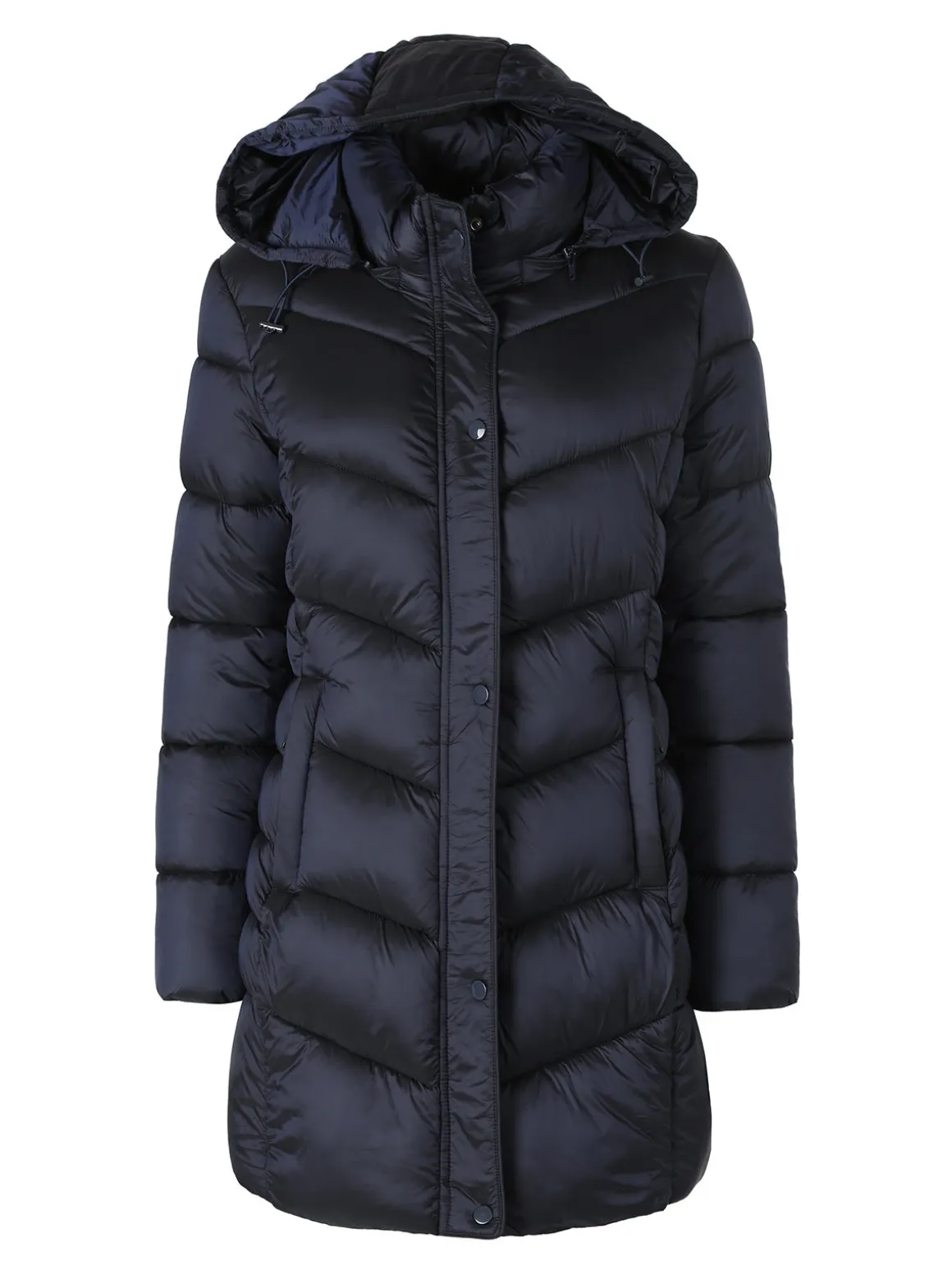 Flight Finery Giubbotto lungo da donna con bottoni e zip - blu scuro