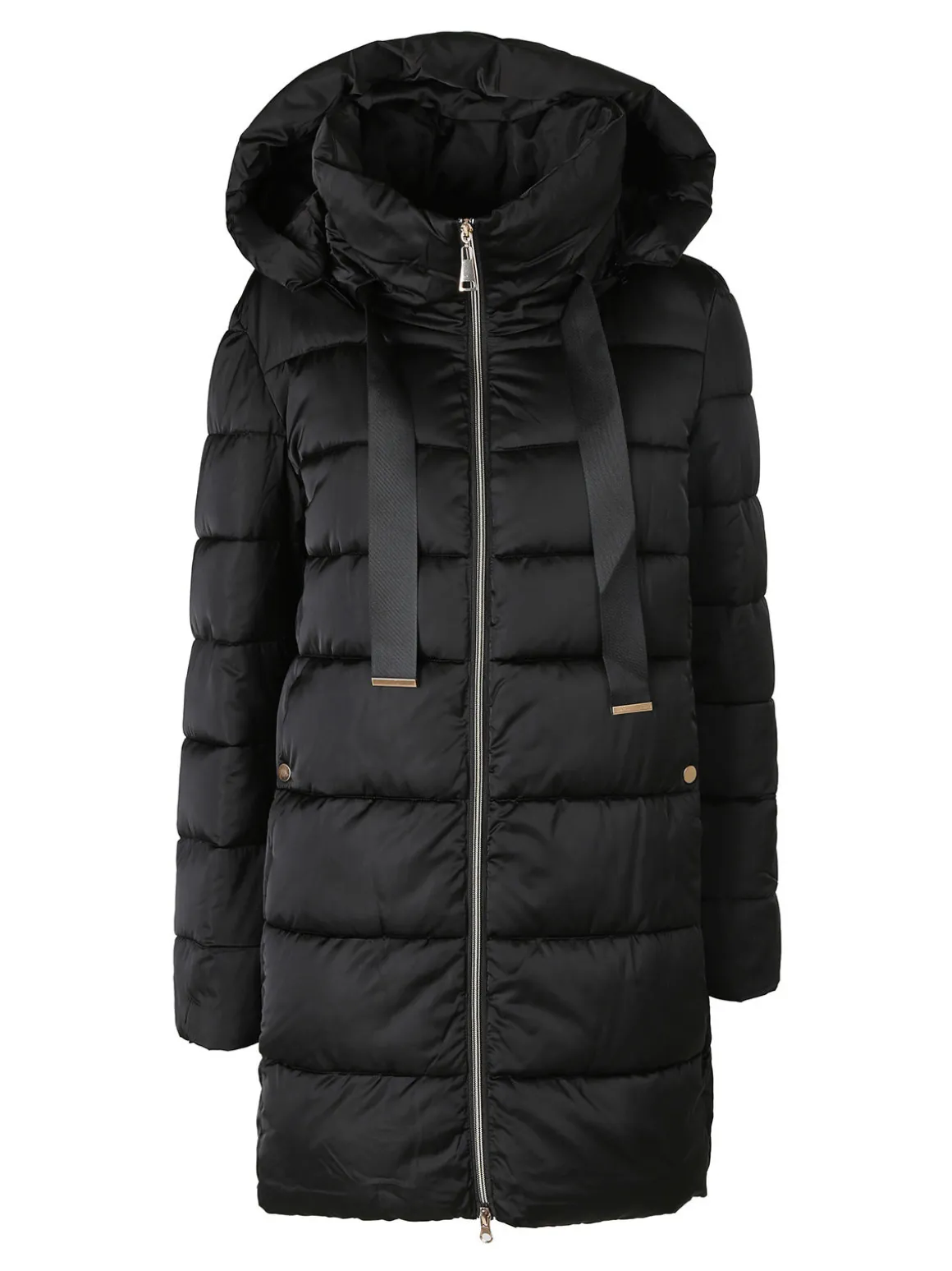 Flight Finery Giubbotto lungo da donna imbottito con cappuccio e zip - nero