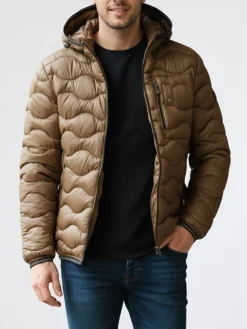 Flight Finery Piumino uomo con cappuccio - marrone