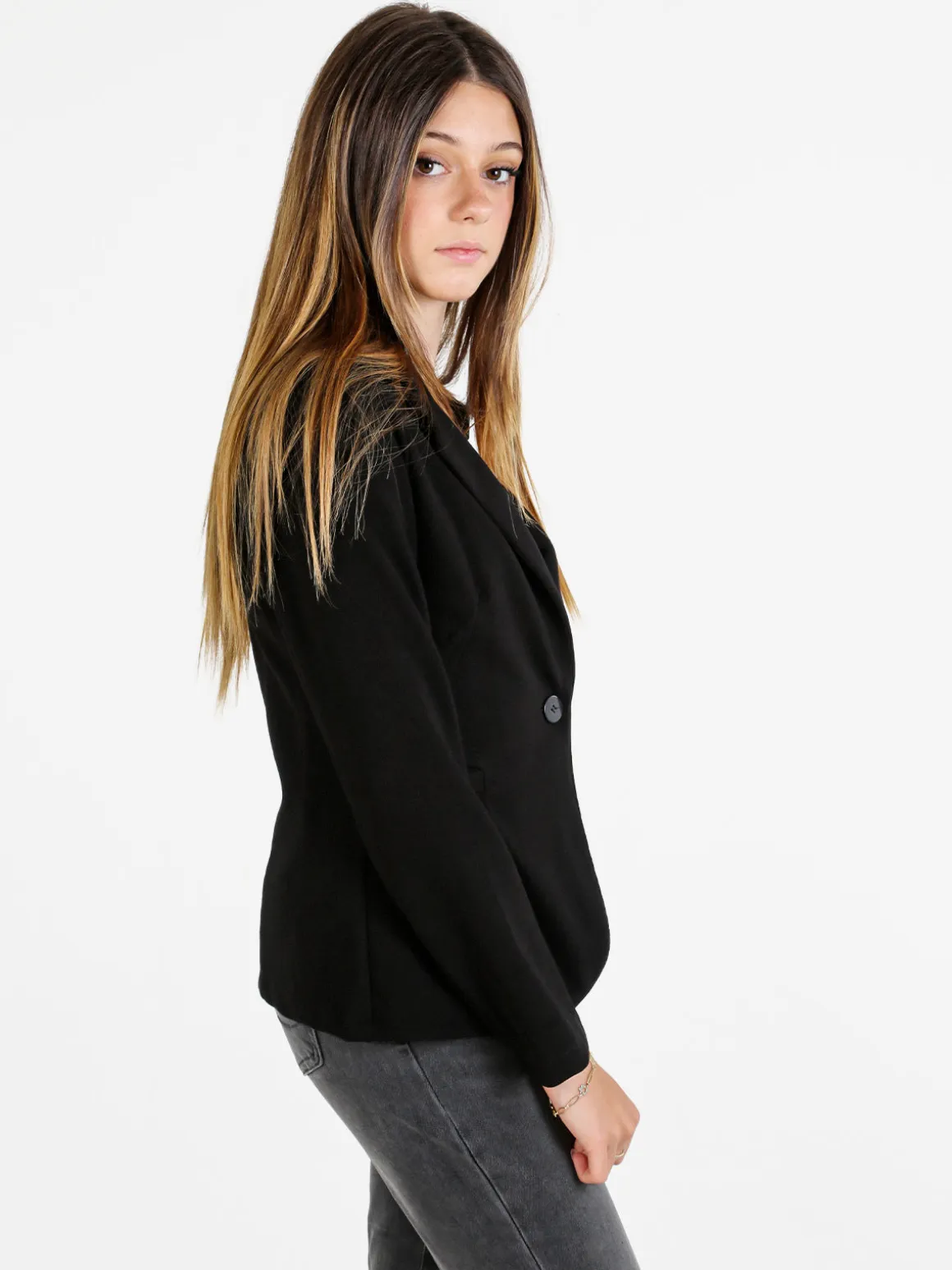 Floria Blazer donna a costine monobottone - nero