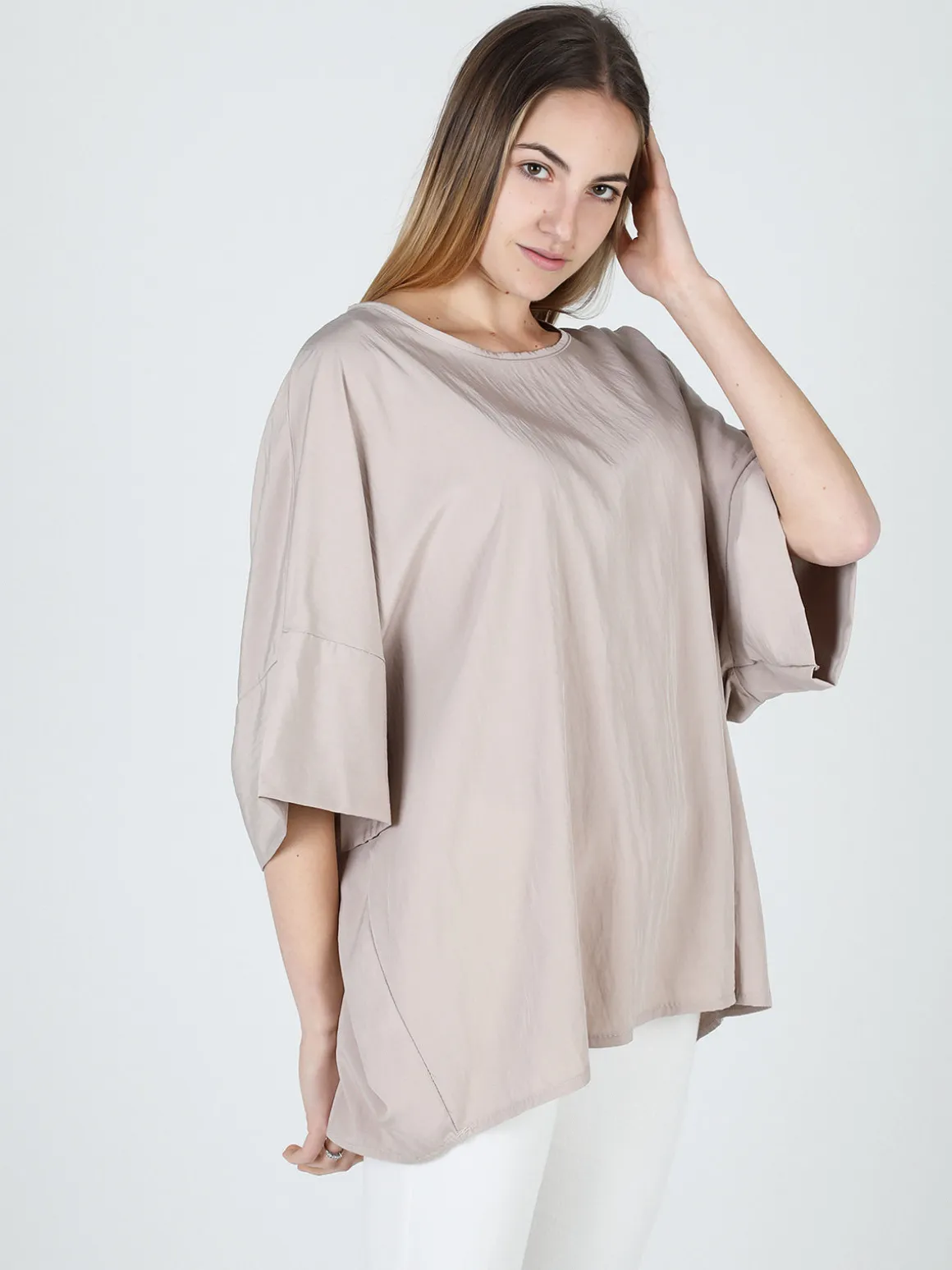 Floria Blusa donna oversize con maniche corte a pipistrello
