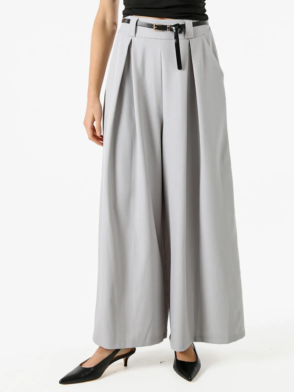 Floria Pantaloni a palazzo da donna con cintura sottile - grigio