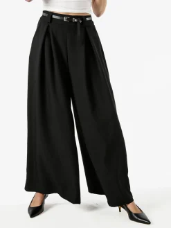 Floria Pantaloni a palazzo da donna con cintura sottile - nero
