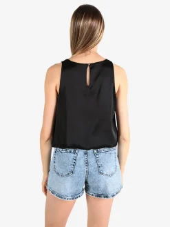 Floria Top donna smanicato effetto raso