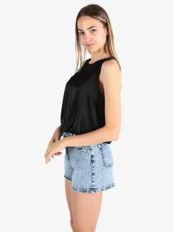 Floria Top donna smanicato effetto raso