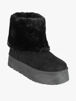 Flyfor Stivaletti donna scamosciati con platform e bordo in pelliccia sintetica
