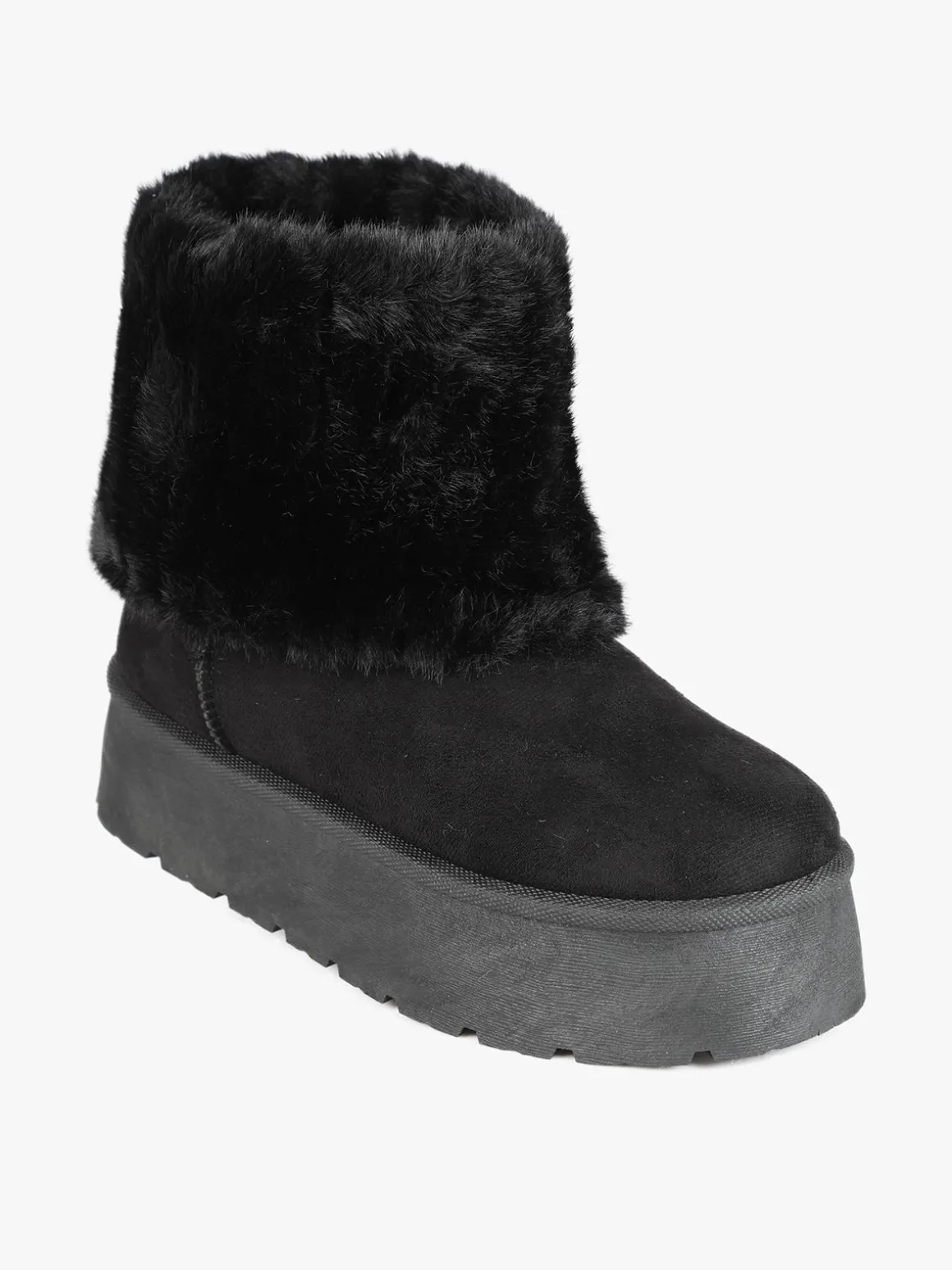 Flyfor Stivaletti donna scamosciati con platform e bordo in pelliccia sintetica