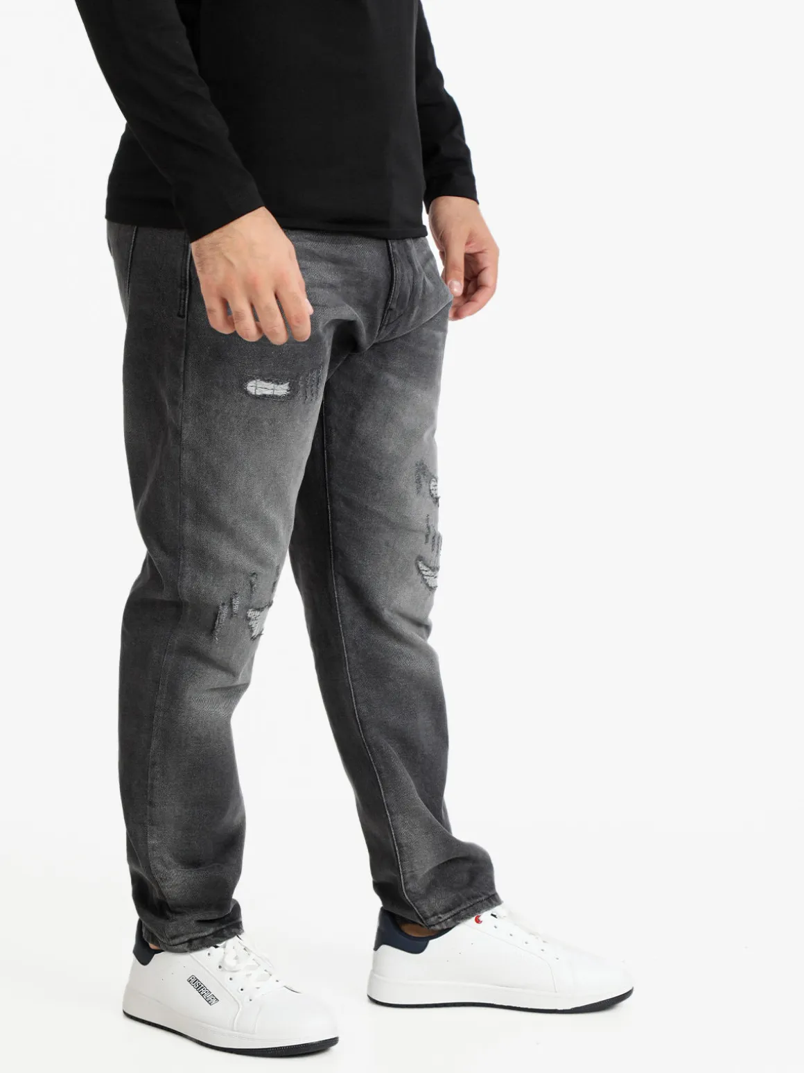 Frankie Malone Jeans grigio da uomo con strappi