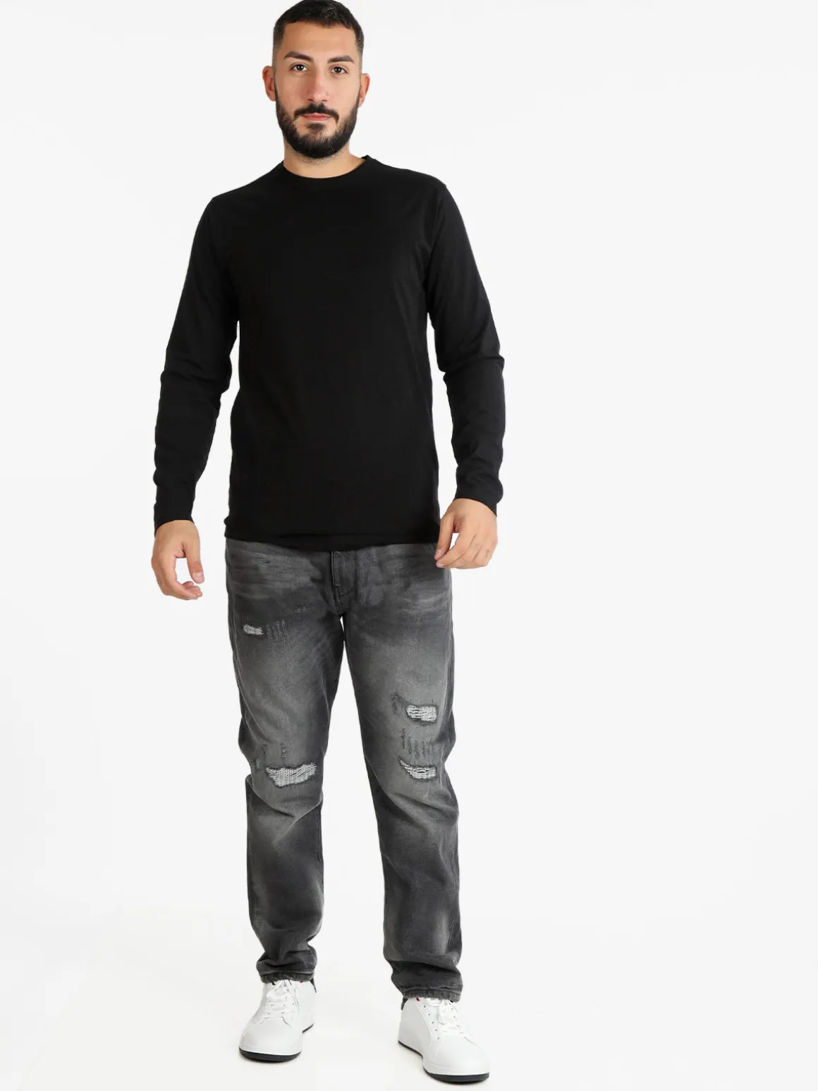 Frankie Malone Jeans grigio da uomo con strappi