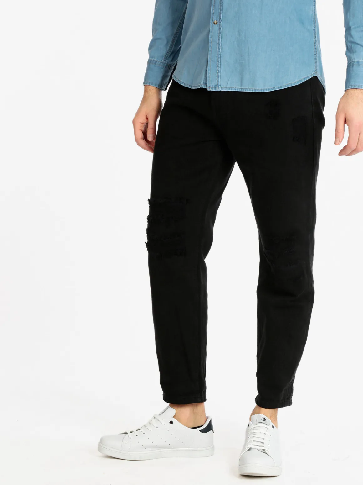 Frankie Malone Pantaloni cropped uomo con strappi