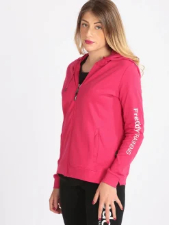 Freddy Felpa donna con cappuccio e zip in cotone