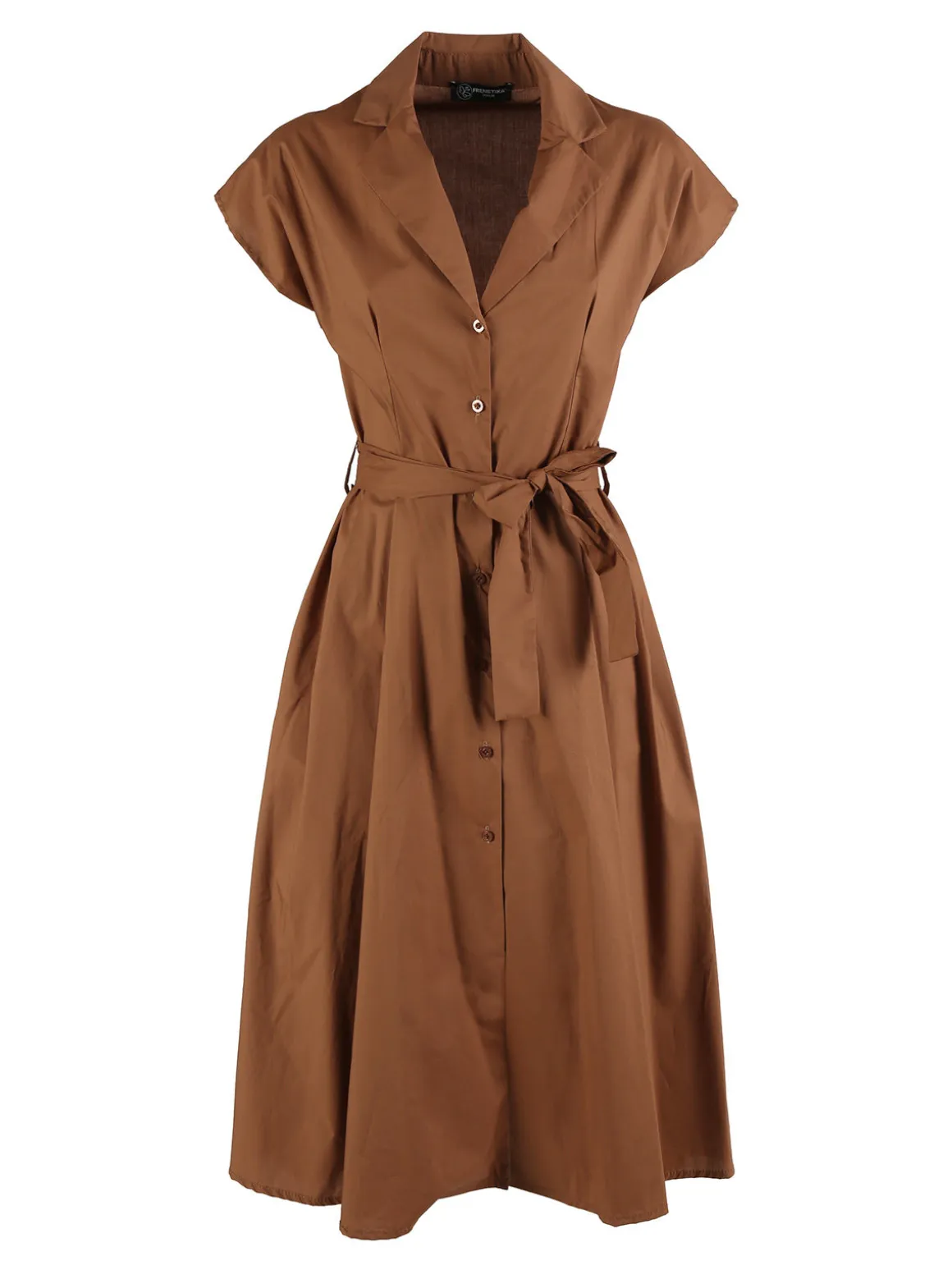 Frenetika Abito a camicia da donna in cotone con maniche corte
