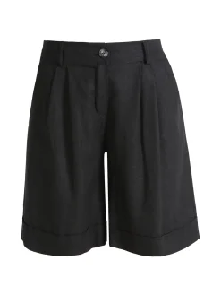 Frenetika Bermuda donna in misto lino con risvolto
