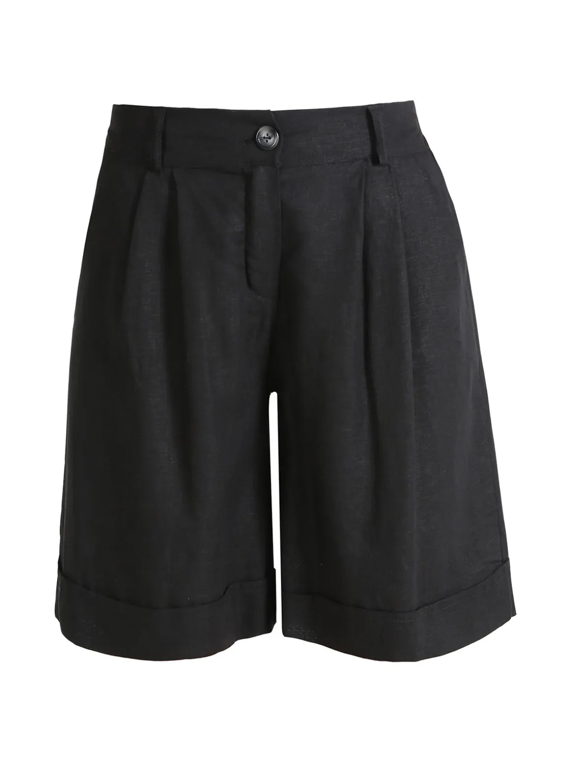 Frenetika Bermuda donna in misto lino con risvolto