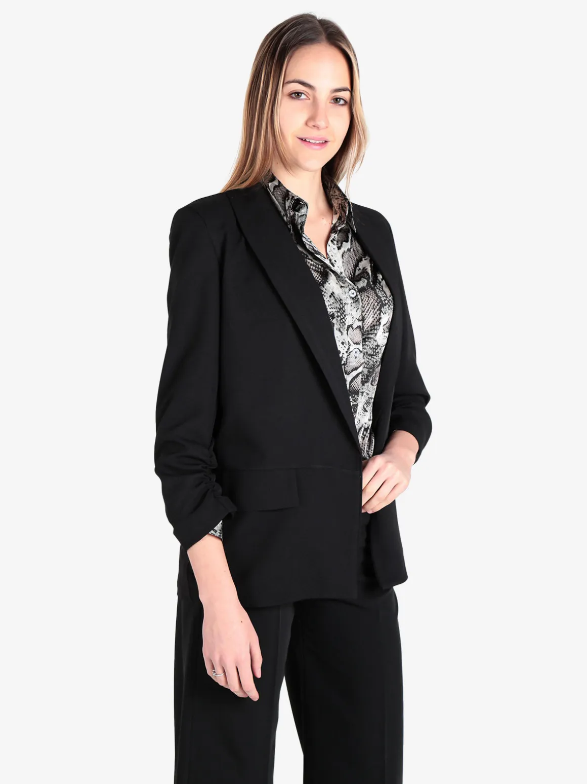 Frenetika Blazer donna aperto con maniche arricciate