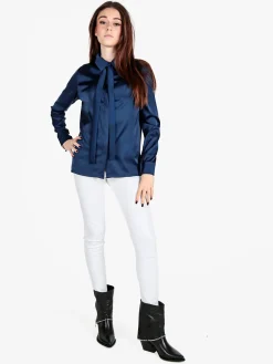 Frenetika Camicia donna effetto raso con cravattino