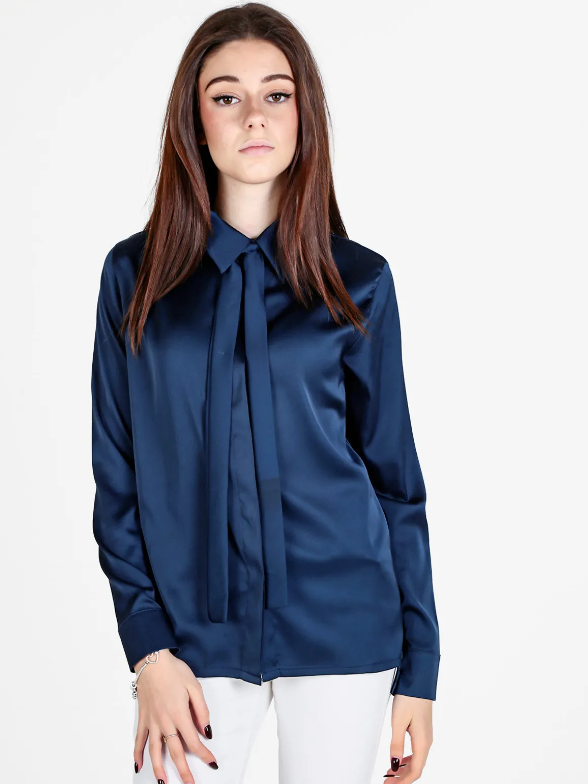 Frenetika Camicia donna effetto raso con cravattino
