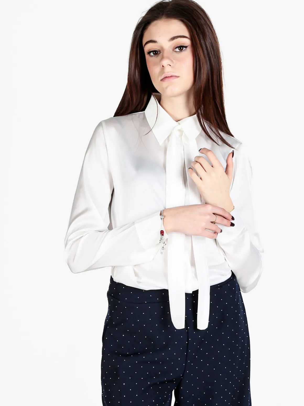 Frenetika Camicia donna effetto raso con cravattino